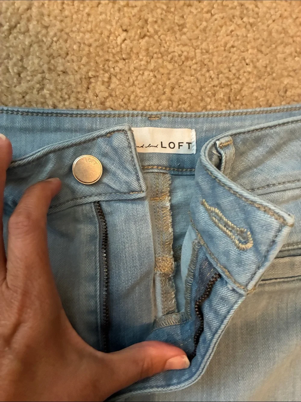 LOFT Light Wash Denim Mini Skirt